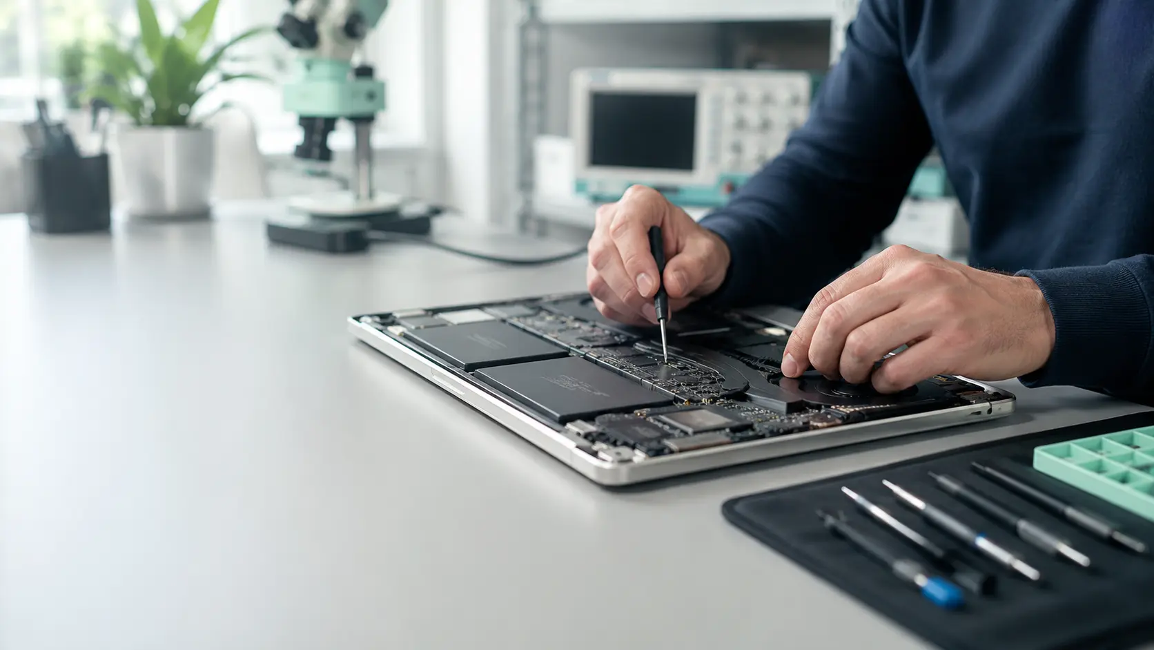 Técnico de Informática ITEstrategia reparando un portátil en Bilbao